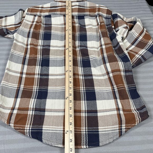 Outerknown Blanket Shirt Mens Medium Brown Blue Plaid Organic Cotton Flannel - Picture 8 of 9